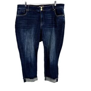 KUT from the Kloth Amy Crop Straight Leg Cuffed Jeans Women's 18W Stretch Ankle